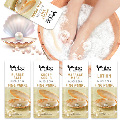 Pedicure Kit Foot Soak Set: Bubble Salt, Sugar Scrub, Massage Mask, Massage Lotion in a Box, 4 Step Foot Spa Kit for Dry Feet,Tired Feet（1 Set Pearl )