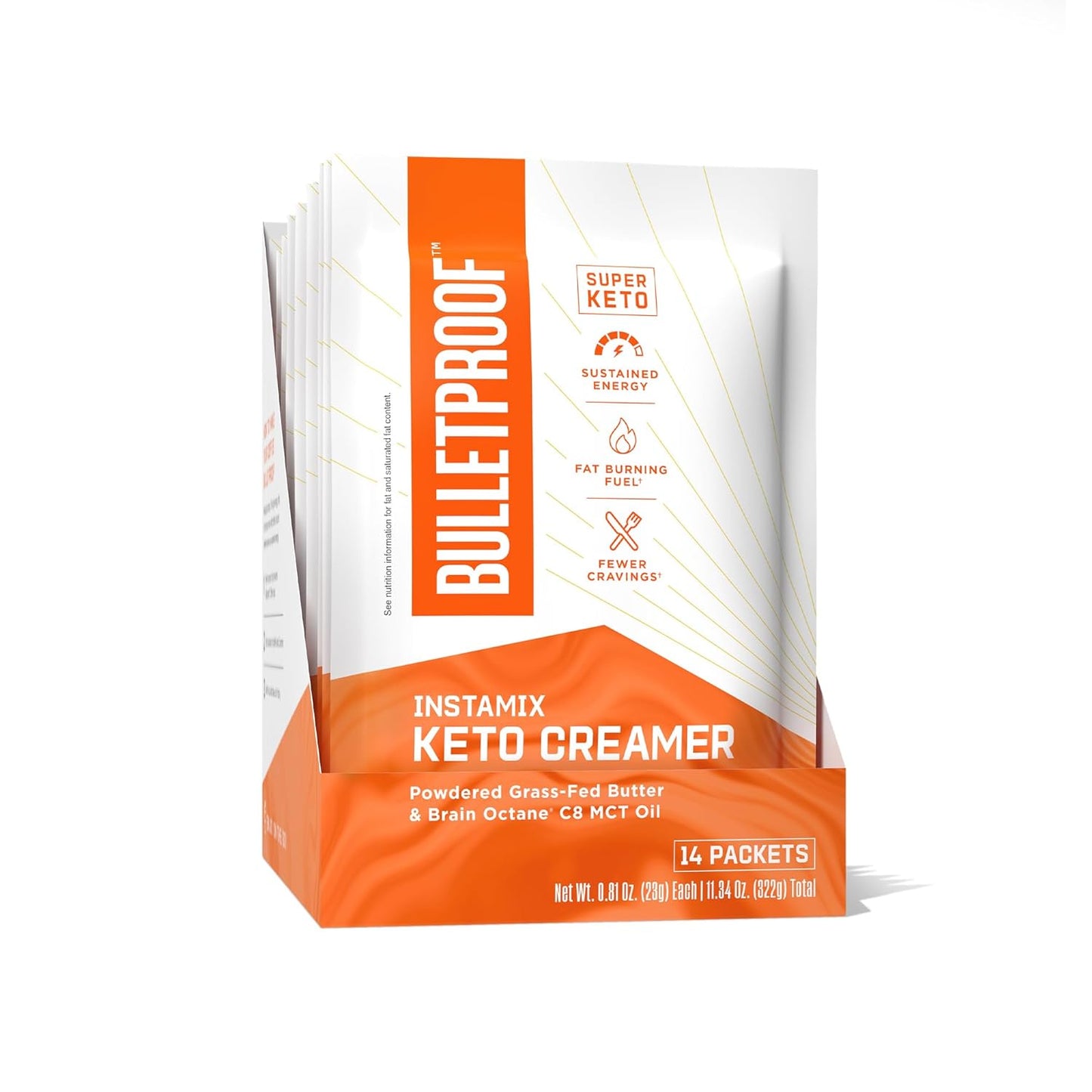 Bulletproof InstaMix Original Unflavored Keto Coffee Creamer Packets, Pack of 14, Powdered Grass-Fed Butter and Brain Octane C8 MCT Oil, Supports Brain Function