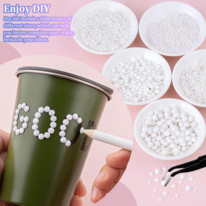 30000Pcs Resin Rhinestones for Bedazzling with Tweezers, White Rhinestones for Crafting with B7000 Jewelry Glue for DIY Crafts Clothing Tumblers Shoes Fabric Nail Art