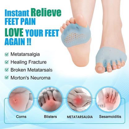 Toe Spacers & Metatarsal Pads (6PCS), Breathable Ball of Foot Cushions, Gel Toe Separator, Relief Foot and Bunion Pain, Plantar Fasciitis, Mortons Neuroma, Blisters, Diabetic Feet, Hammer Toe