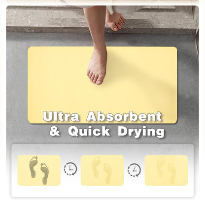 Bathroom Mat Quick Dry, Bathroom Rugs Non Slip Washable Thin Absorbent Bath Mat Fits Under Door Bathroom Floor Mat Perfect for Bath, Shower, or Sink 24"x70" Light Yellow