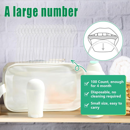 100 Count Disposable Tongue Scraper, Plastic Tongue Cleaner for Adults and Kids, Tongue Scrubber for Oral Care, Promote Fresh Breath