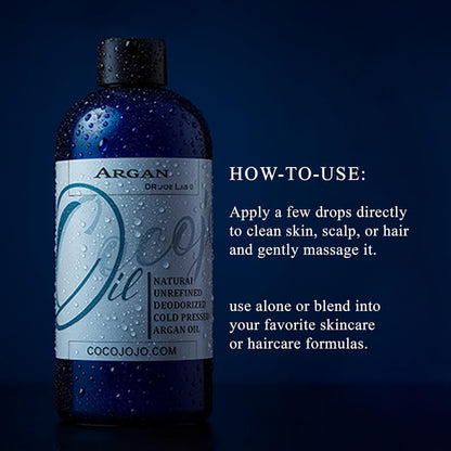 Cocojojo Deodorized Argan Oil for Hair Treatment Oils, Pure Argan Oil for Face, Unrefined Unscented Cold Pressed Extra Virgin - 32 Oz (Pack of 1) - Packaging May Vary