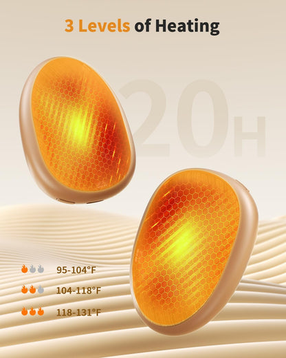 Hand Warmers Rechargeable 2 Pack, AI Temperature Control Electric Handwarmers, Stone Shape Portable Pocket Heater, Great Gift for Christmas Hunting, Golf, Camping Black