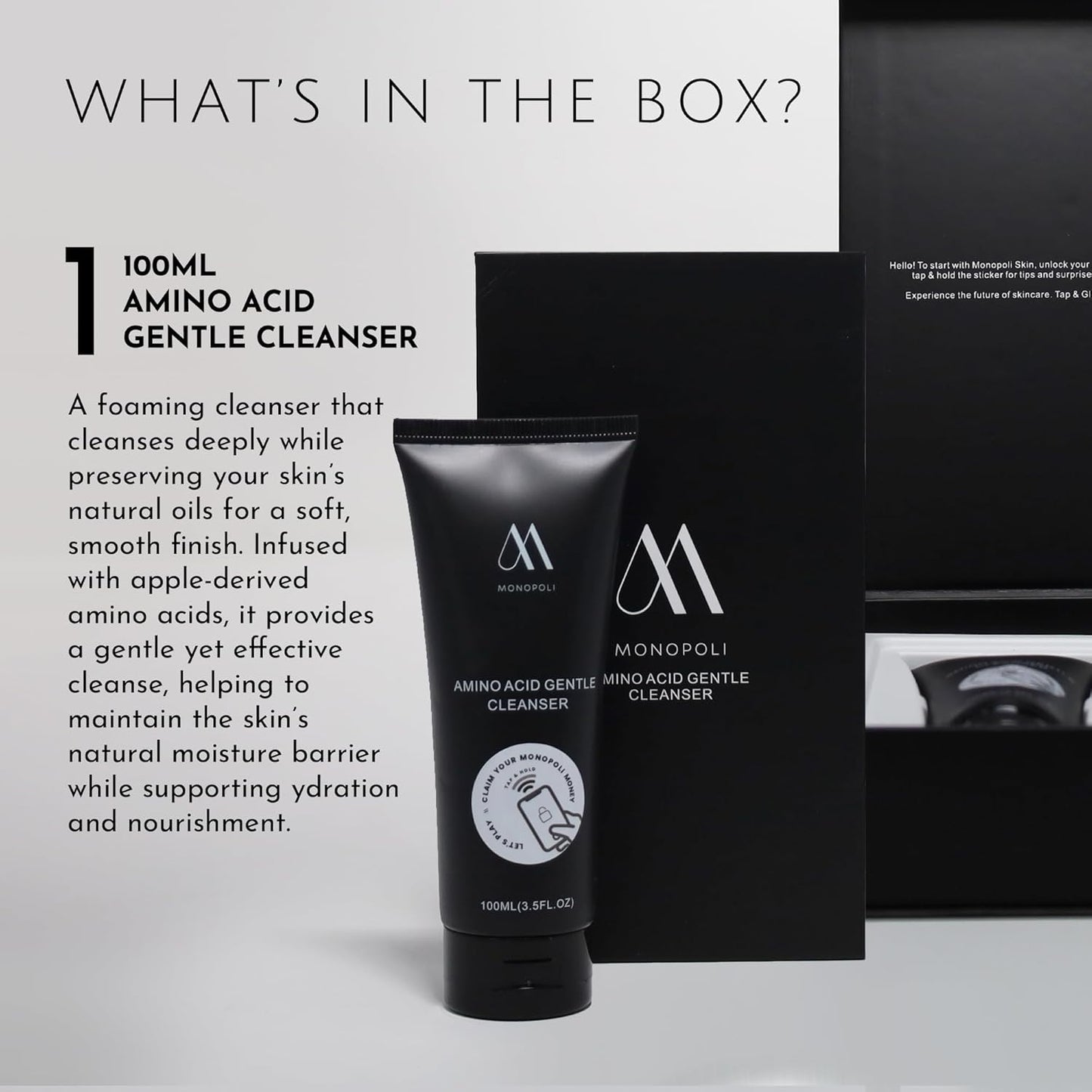 Monopoli Skin Amino Acid Gentle Cleanser | Soft, Refreshed, and Conditioned Skin | Apple-Derived Amino Acids | Gentle Cleansing for Sensitive Skin Types | Single 100g