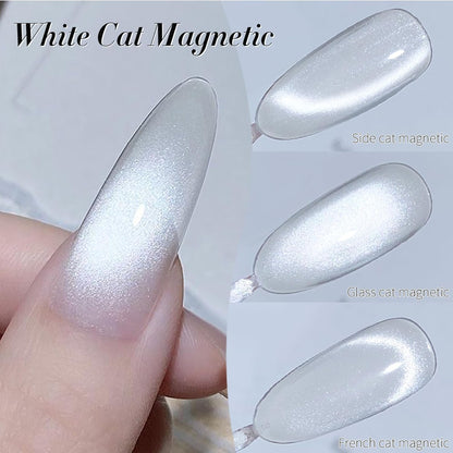 Born Pretty Magnetic Gel Nail Polish Flowing Light White Cat Magnetic Eye Gel Nail Polish White Auroras Cat Magnetic Eye Gel Polish Nail Art Vanish 15ML