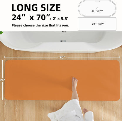 Bathroom Mat Quick Dry, Bathroom Rugs Non Slip Washable Thin Absorbent Bath Mat Fits Under Door Bathroom Floor Mat Perfect for Bath, Shower, or Sink 24"x70" Orange