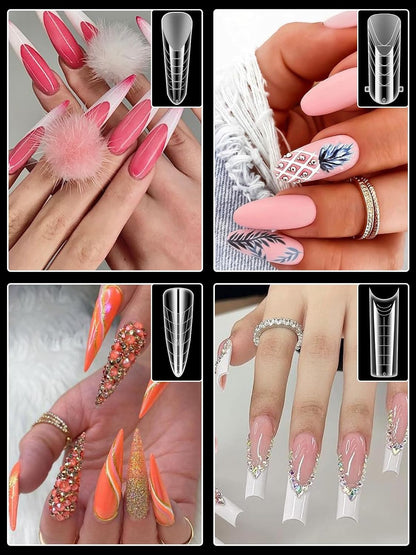 EBANKU Dual Forms for Poly Nail Gel 288PCS Dual Nail Forms Molds Stiletto Coffin Ballerina Acrylic Nail Tips 12 Shapes for Builder Gel Manicure Nail Art Design Salon DIY at Home