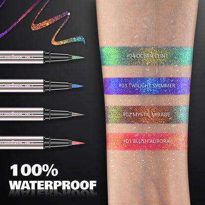 CHARMACY New Chameleon Liquid Eyeliner, Liquid Glitter Eyeliner, Highly Pigmented, Metallic MultiColor Shifting waterproof Eyeliner, Ultra-Fine Tip, Longwearing, Smudge-proof (A01 Blush Aurora)