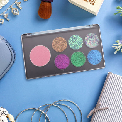 Magnetic Makeup Palette with Frosted Clear Top, 5 Pack Empty Eyeshadow Palettes depots Travel Storage Box for DIY Cosmetics Bronzer Highlights Powder (Small Palette - 5.5" x 3.1")