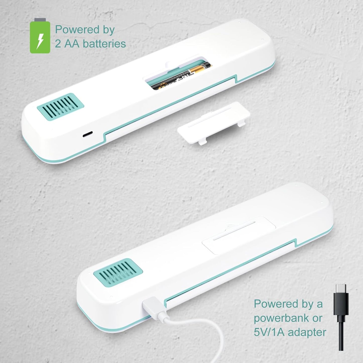 UV Toothbrush Sanitizer and Holder, Portable Travel Case and Cover, Toothbrush Cleaner Powered by AA Battery or USB-C, Fits Most Brushes