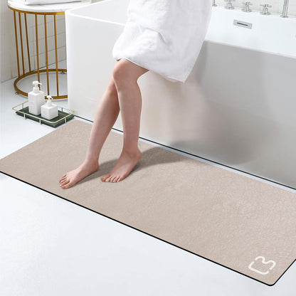Taupe Diatomaceous Earth Bath Mat 17" x 59" Extra Long Bathtub Mat Super Absorbent Non-Slip Shower Mat Bath Stone Fast Dry Large Mat Bathroom Rugs Mats for Bathroom Floor, Tub, Shower, Sink