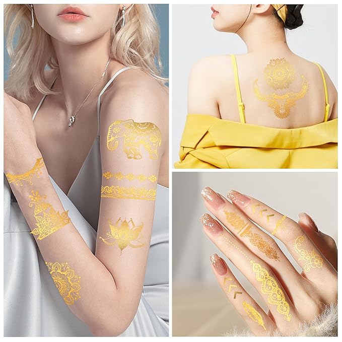 Konsait 9 sheets metallic tattoos,