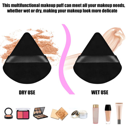 100PCS Black Triangle Powder Puff Face Makeup Powder Puffs Sponge Soft Powder Puffs for Loose Powder Cosmetic Foundation