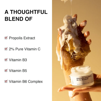 TOUN28 Propolis Vitamin C & B Complex Cream 1.76 oz (50g) | Moisturize, Nourish & Strengthen Skin Barrier with Propolis Extract| Korean Skincare for Sensitive Skin