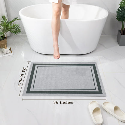 chakme Bathroom Rugs Mat 36x24, Ultra Thin Non Slip Bath Mat Large Quick Dry Absorbent Bath Mat for Bathroom Floor, (Light Grey, 36"x24")