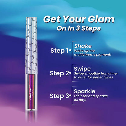 CHARMACY Multichrome Liquid Eyeliner, Glitter Chameleon Liquid Eyeshadow Eyeliner Makeup,High Pigmented with Waterproof &Smudge Proof Formula,Longwearing,Ultra-Fine Tip,PALE PINK YELLOW 908