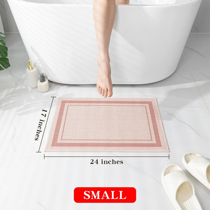 chakme Bathroom Rugs Mat 24x17, Ultra Thin Non Slip Bath Mat Small Quick Dry Absorbent Bath Mat for Bathroom Floor, (Light Pink, 24"x17")