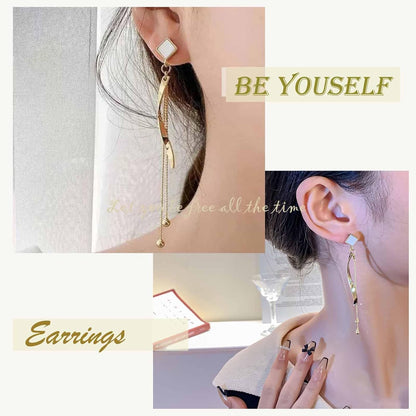 Boho Long Tassel Drop Dangle Earrings Square Studs Vintage Gold Spiral Bar Drop Earrings Long Bead Chain Dangle Earrings Statement Wedding Prom Tassel Earrings Jewelry for Women