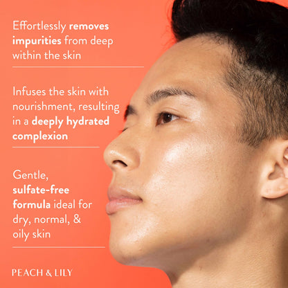 Peach & Lily - Power Calm Hydrating Gel Cleanser - Korean Skincare Face Wash - Dry, Normal, & Oily Skin - Vegan, Gluten Free, Fragrance Free, Never Tested on Animals - Travel Size - 100 ML, 3.38 FL OZ