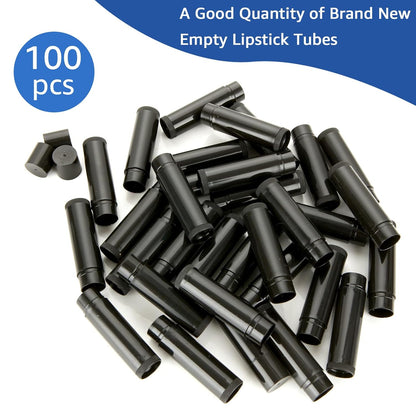 CertBuy 100 Pack Lip Balm Tubes, 5ml / 5g Empty Lip Balm Tubes with Cap Black, for DIY Make Up (69 x 17 MM)