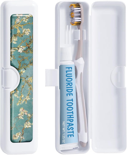 Toothbrush Travel Case - Colorful Pattern, Holder and Covers for Toothbrushes, Includes Tongue Scraper Case