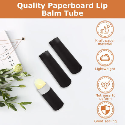 30PC 0.3oz Kraft Paperboard Lip Balm Containers Cardboard Lip Balm Tubes with Lids Refillable Chapstick Tubes Empty Push-Up Style Perfume Lip Gloss Container for DIY Cosmetic Storage