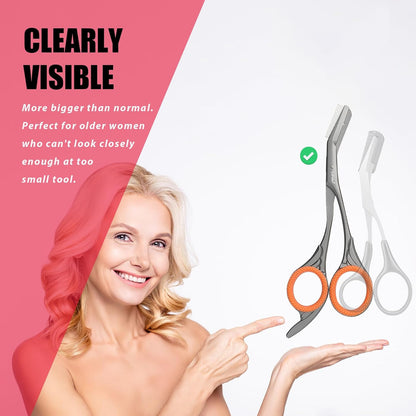 LePinko Eyebrow Trimming Scissors with Combs, Gifts For Men Women Stocking Stuffers, Black