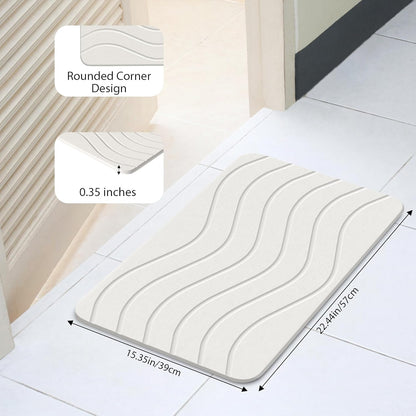 Absorbent Stone Bath Mat, Diatomaceous Earth Shower Mats, Non-Slip Water Absorbing Diatomite Stone Mat for Bathroom Floor, Quick-Drying Easy to Clean (23" x 16" White)