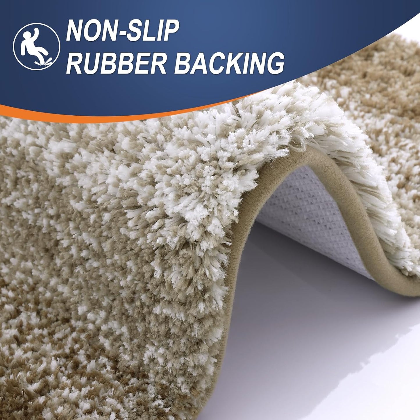 OLANLY Luxury Toilet Rugs U-Shaped 24x20, Extra Soft and Absorbent Microfiber Bathroom Rugs, Non-Slip Plush Shaggy Bath Mat, Machine Wash Dry, Contour Bathroom Mats for Toilet Base, Coffee