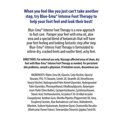 BLUE-EMU Intense Foot Therapy Cream for Dry Skin and Tired Feet - 5oz
