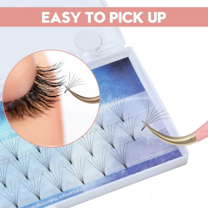 Ms.Queen Eyelash Extension Tweezers, Fiber Tip Grip Curved Lash Tweezers for Volume lashes Extensions