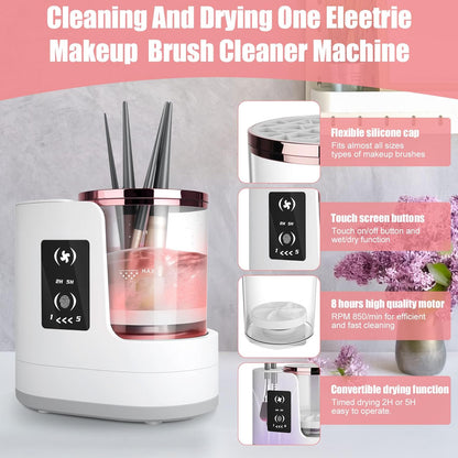 3 IN 1 Electric Makeup Brush Cleaner Machine, With Make up Brush Dryer- USB Makeup Brush Cleaner. Automatic Washer Cosmetic Brushes Cleaner Tool for All Size Beauty Swirl Cosmetic Brush Cleaner (XL)