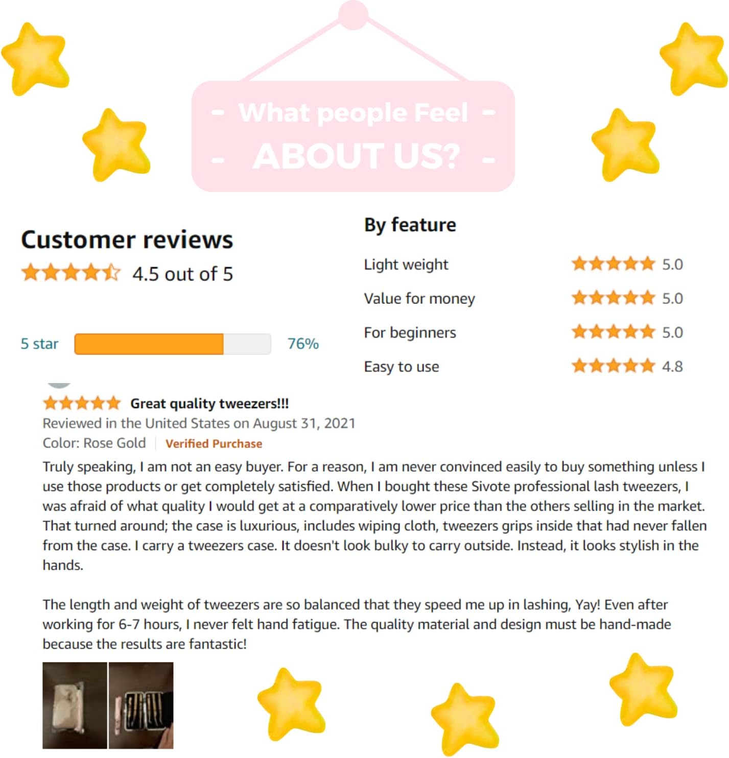 SIVOTE Eyelash Extension Tweezers Fiber Tips Japanese Steel, Set of 6 – Curved, Dolphin, 90° 45° Volume Boot & Slight Curved Tweezer – Professional Lash Tweezers for Lash Extensions Rainbow