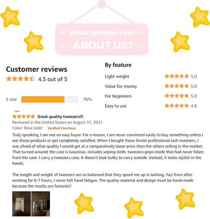 SIVOTE Eyelash Extension Tweezers Fiber Tips Japanese Steel, Set of 6 – Curved, Dolphin, 90° 45° Volume Boot & Slight Curved Tweezer – Professional Lash Tweezers for Lash Extensions Rose Gold