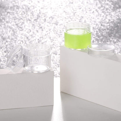100 Count Clear Plastic Sample Containers 20g Empty Jars Cosmetic Containers with Lids Leak Proof Lip Balm Containers