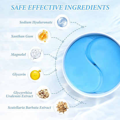 Under Eye Patches for Dark Circles, Eye Masks for Puffy Eyes Wrinkles Under Eye Bags Firmness 30 Pairs Skin Treatment Pads with Hyaluronic Acid and Collagen Women Men (Blue)