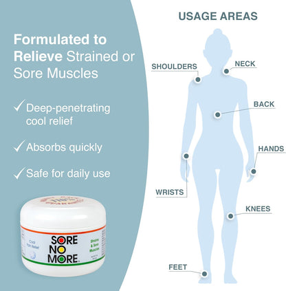 Sore No More Cool Relieving Gel for Aches & Pains in Muscles & Joints associated with Strains, Bruises & Sprains | Absorbs Quickly with a Refreshing Lemon Aroma | 8 oz Jar