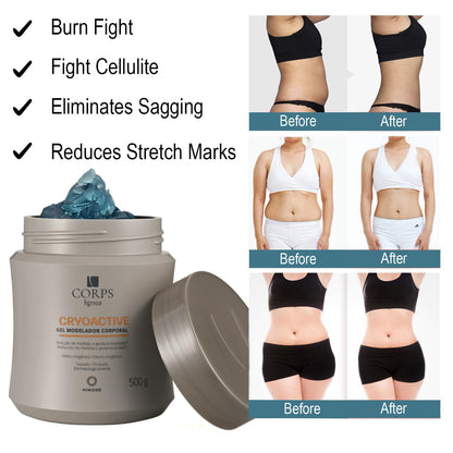 CRYOACTIVE SLIM GEL, Body Contour Gel for Firmer Skin, Anti-cellulite for Men & Women, Tightening Gel for Tummy, HIPS and Buttocks