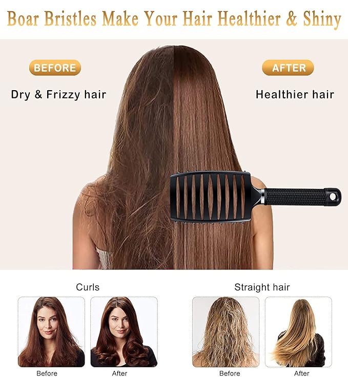 Detangling Brush Boar Bristles Set