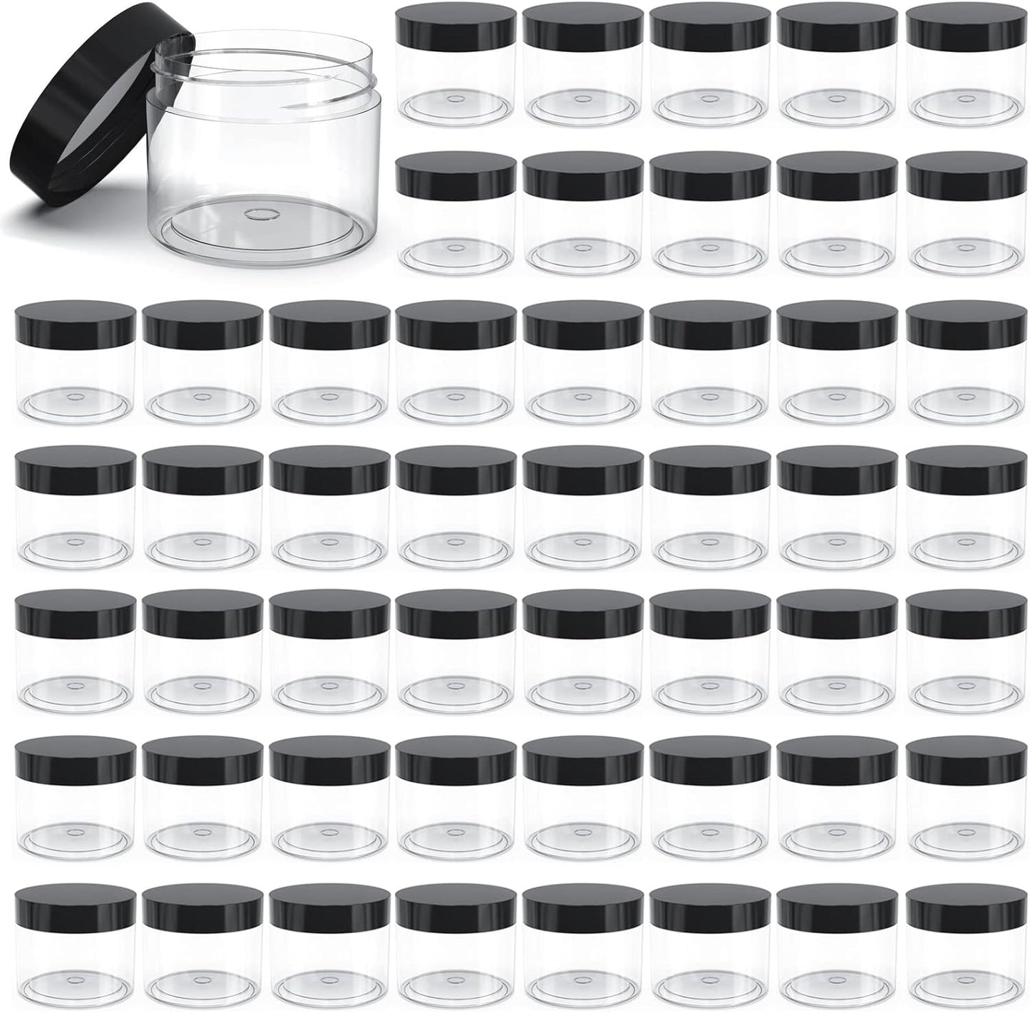 50 Pieces 4oz Plastic Jars with Lids Clear Round Cosmetic Container Empty Storage Jars for Makeup,Jewelry,Samples,Travel Storage
