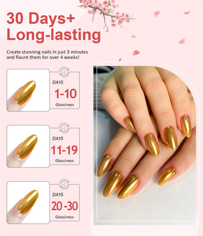 Chrome Nail Powder BISHENGYF -【Fairy Effect】Gold Chrome Nail Powder Aurora Mermaid White Pearl Pink Chrome Powder For Nails, Metallic Mirror Pigment Glitter Dust For Manicure Decoration DIY