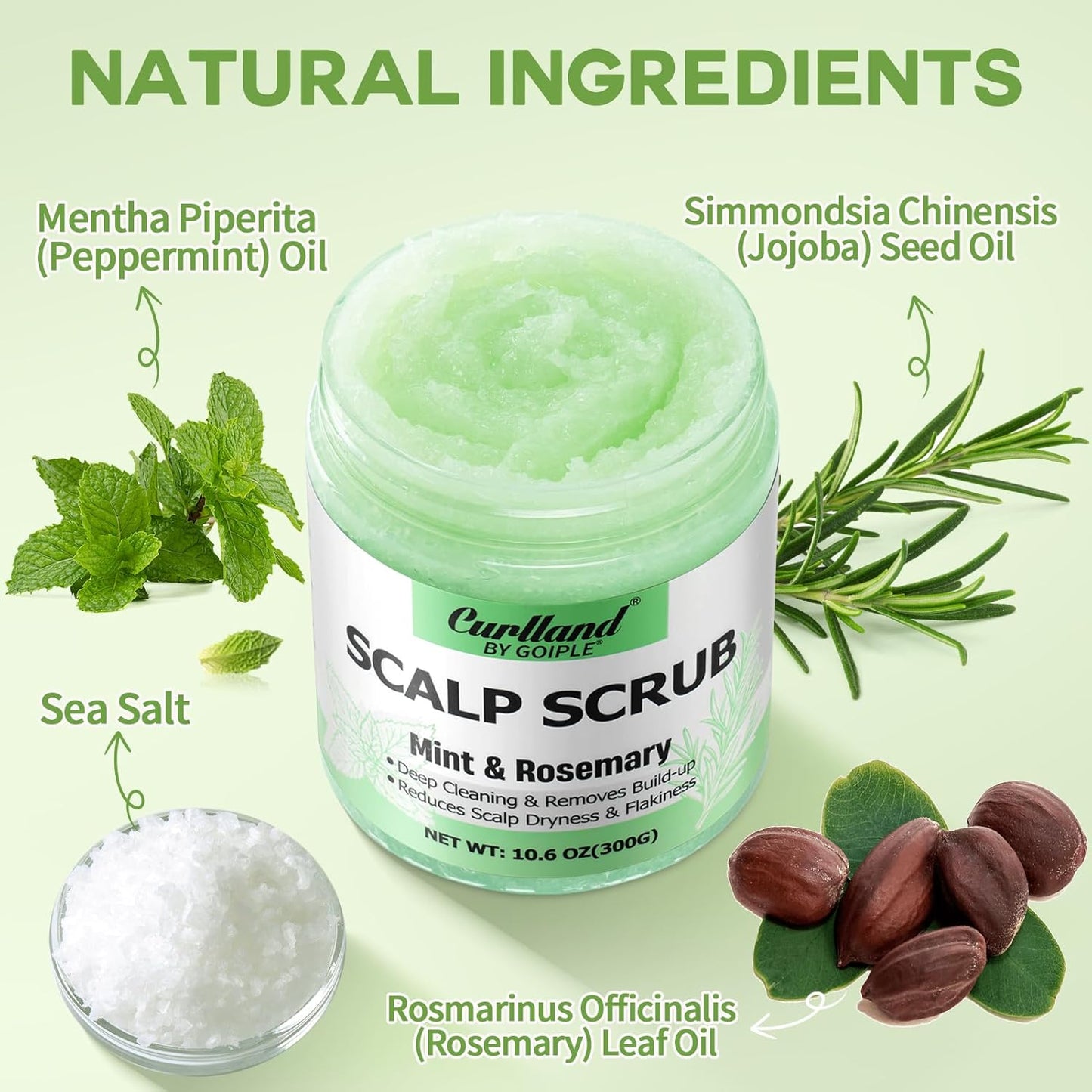 Rosemary Scalp Exfoliator & Clarifying Shampoo Scalp Scrub - 3-in-1 Scalp Treatment with Mint Oil Hair Treatment to Clarify and Remove Build Up - Silicone Scalp Massager Rosemary Oil for Hair Growth