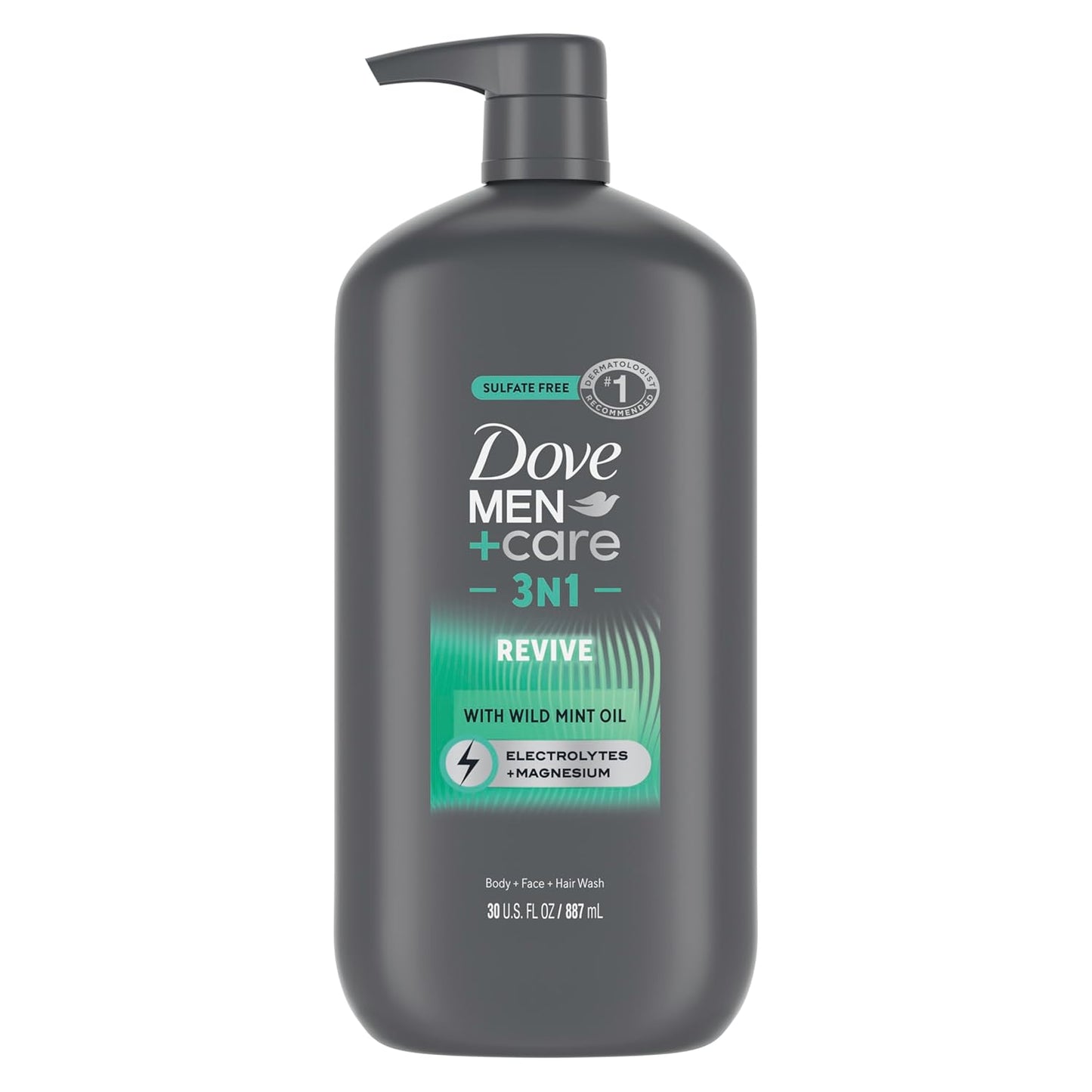 DOVE MEN + CARE Body and Face Wash Invigorating Revive 3N1 with Tea Tree Oil, with 24-Hour Nourishing Micromoisture Technology, 30 oz