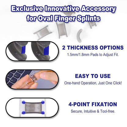 8Pcs Clear Oval Finger Splints & Click-Lock Adjustment Kit, 4 Graduated Finger Ring Splint & 4 Splint Adjustment, Finger Braces for Arthritis, Mallet, Straightening, Support (Size 11-14)