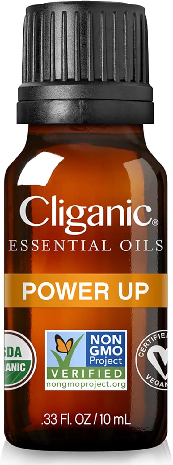 Cliganic Power Up Essential Oil Blend - Natural Aromatherapy Oil for Diffuser Steam Distilled | Non-GMO Verified