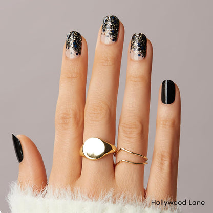 Dashing Diva Gloss Nail Strips Bundle - The Black Cheetah Collection- Cheetahlicious & Hollywood Lane - UV Free, Chip Resistant, Long Lasting Gel Stickers - Contains 2 Sets