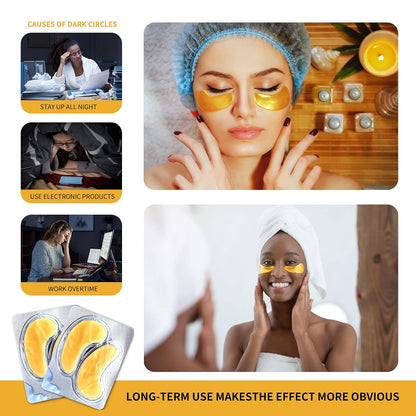 Under Eye Patches, 24K Gold Eye Mask - 12 Pairs, Collagen Eye Patch for Puffy Eyes and Dark Circles and Anti-Aging, Deep Moisturizing Eye Treatment Masks for Women and Men