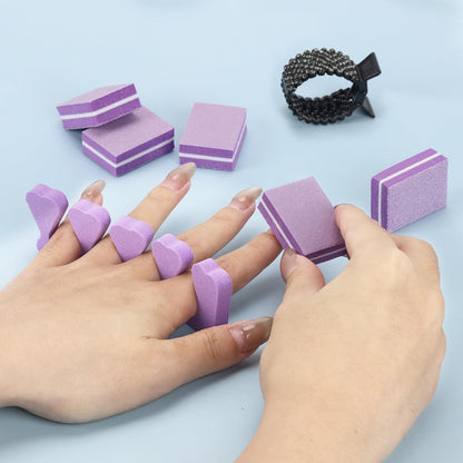 102pcs Toe Separators Set - Premium Pedicure Tool Super Soft Pedicure Toe Separator- Mini Nail Buffer Block File 80/100 Grit 2 Sided, Purple
