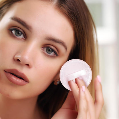 12 Pcs Makeup Powder Puff Cotton Powder Puffs for Face Powders Makeup Puffs for Powders Small Velour Puff Soft Pads Washable Face Compact for Loose Setting Pressed Powder(2.36 Inch Skin Color)